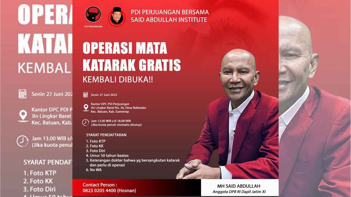 Bersama PDIP dan SAI, Pendaftar Operasi Mata Katarak Gratis Tembus 348 Orang