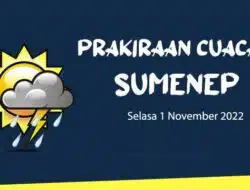 Prakiraan Cuaca Sumenep Hari ini, Selasa 1 November 2022