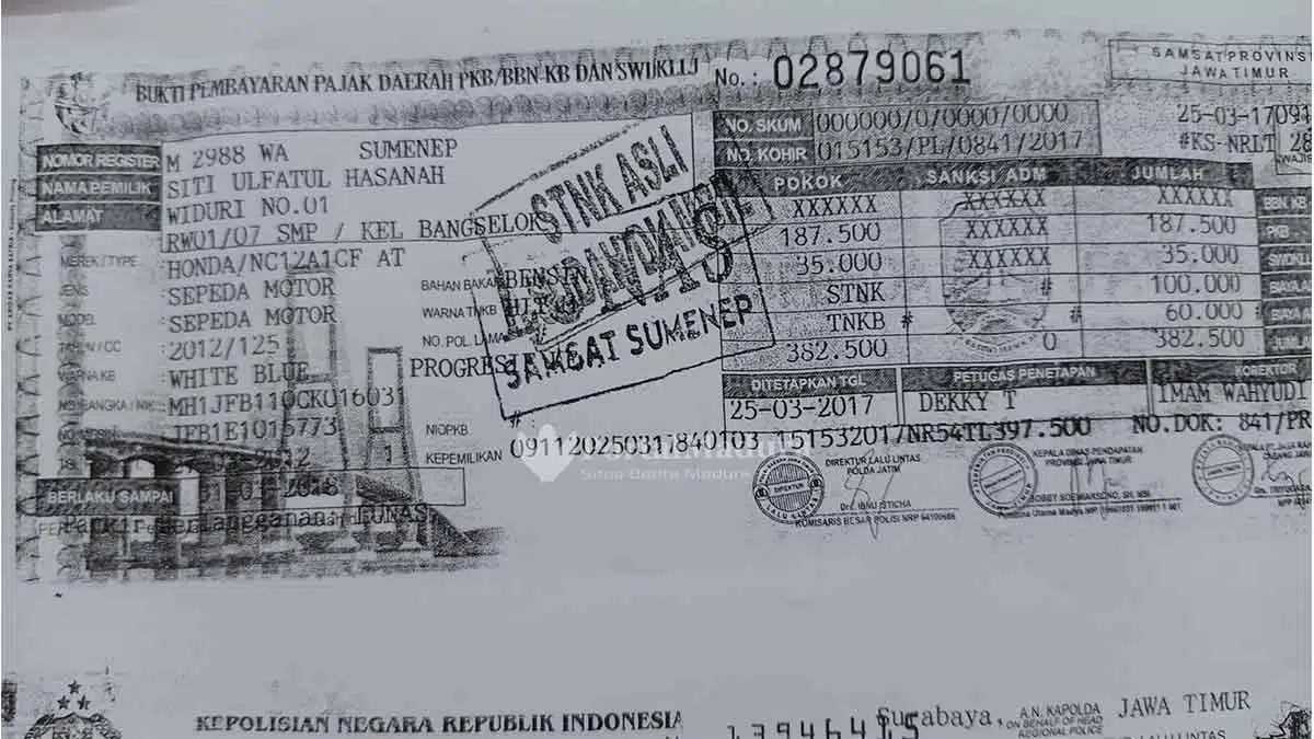 Kehilangan STNK Sepeda Motor Wilayah Sumenep