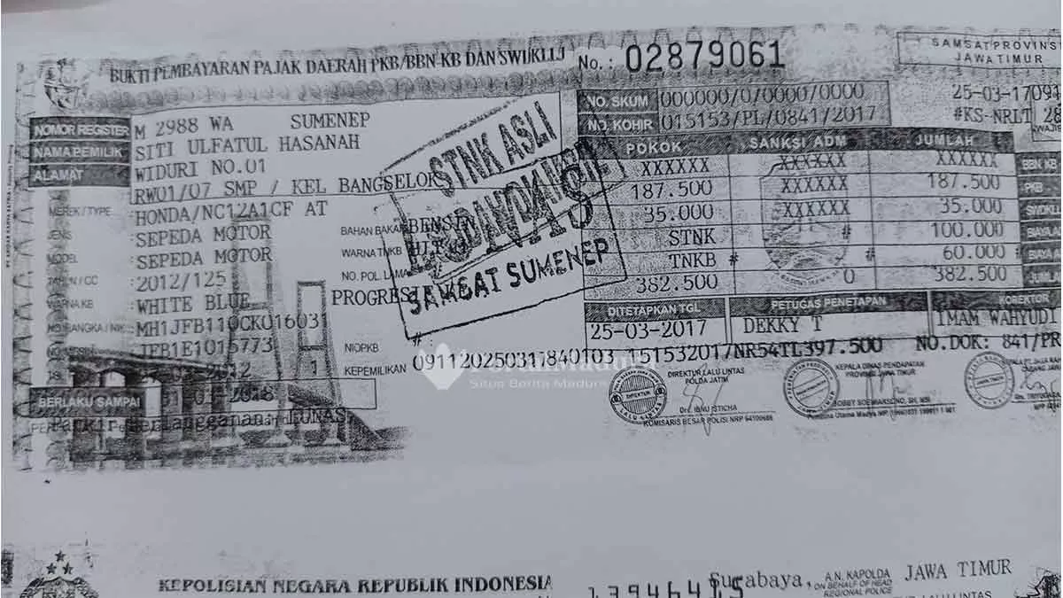 Kehilangan STNK Sepeda Motor Wilayah Sumenep