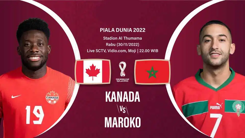 Jadwal Piala Dunia 2022 Kanada vs Maroko