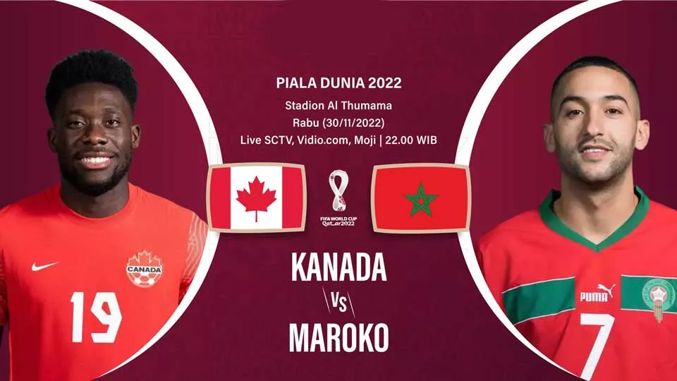 Jadwal Piala Dunia 2022 Kanada vs Maroko