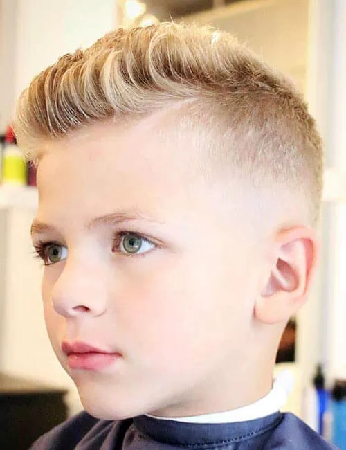 model rambut anak laki-laki Blonde Spiked Up Hair with Short Sides