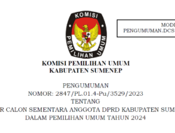 KPU Sumenep Umumkan DCS Anggota DPRD Pemilu 2024