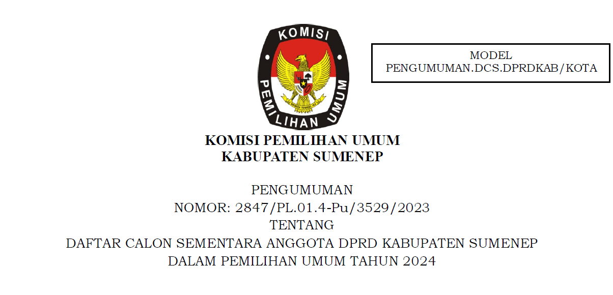 KPU Sumenep Umumkan DCS Anggota DPRD Pemilu 2024