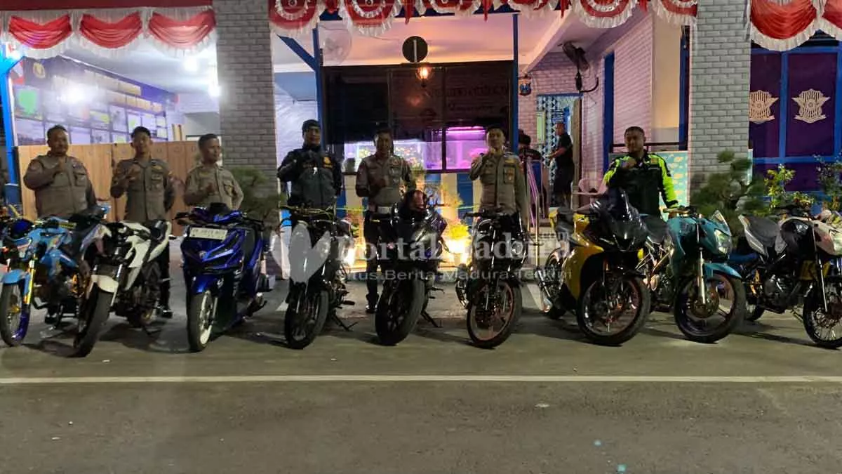 Jelang Nataru, Polres Sumenep Amankan 17 Unit Motor Knalpot Brong