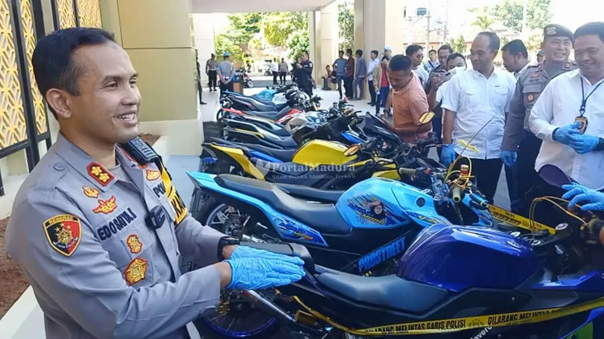 Jelang Tahun Baru 2024, Puluhan Motor Mewah Pakai Knalpot Brong Terjaring Polres Sumenep