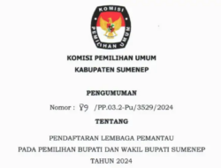 Dibuka Pendaftaran Lembaga Pemantau Pemilihan Bupati dan Wakil Bupati Sumenep tahun 2024