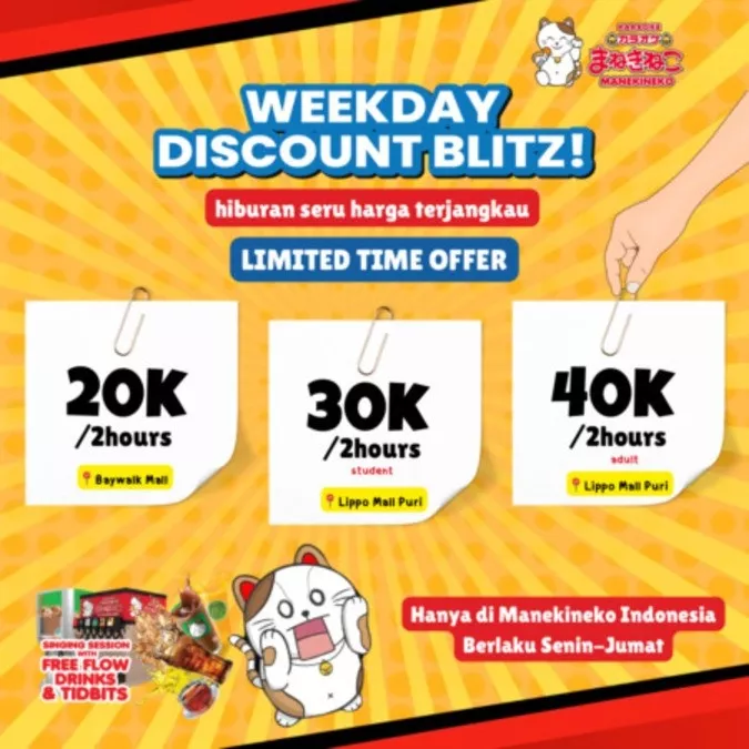 Diskon Spesial Karaoke Manekineko Selama Hari Kerja