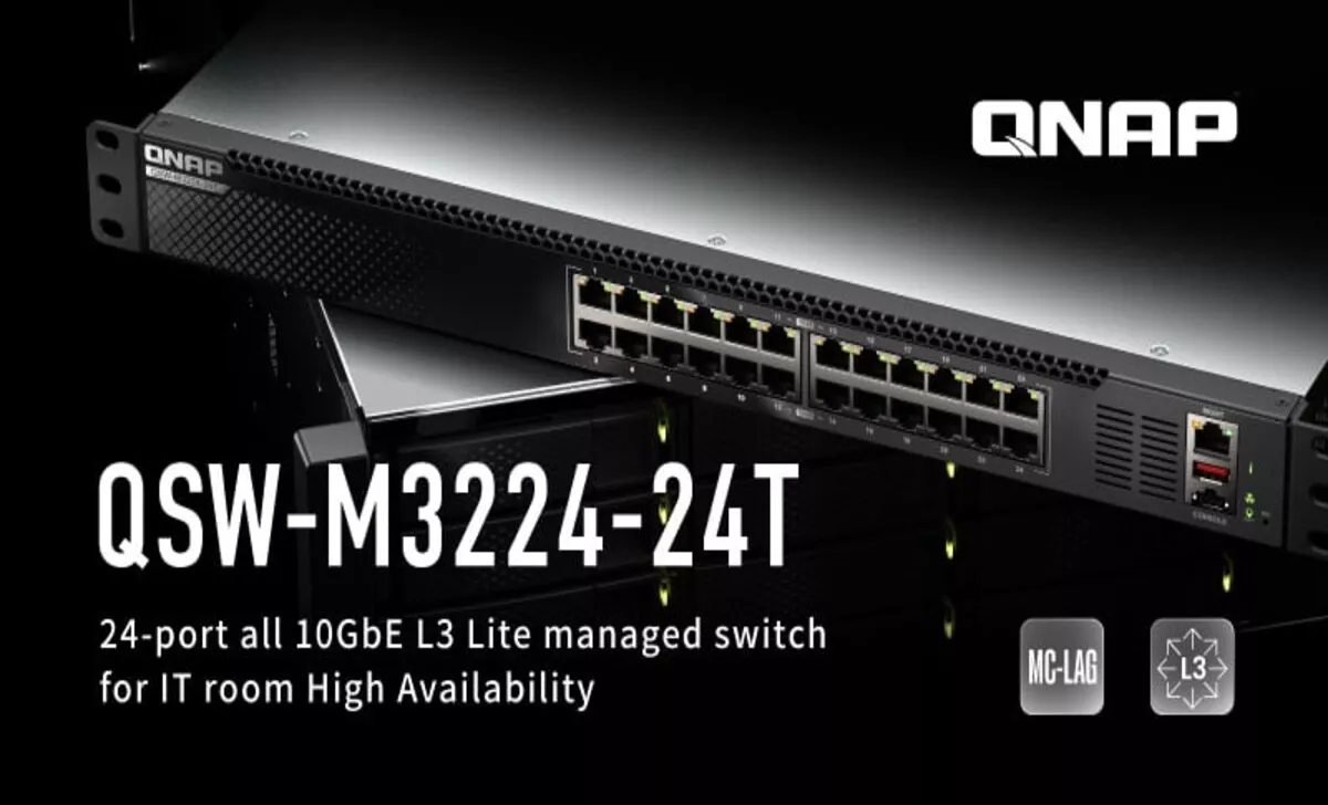 QNAP Rilis Switch QSW-M3224-24T 10GbE L3 untuk Aplikasi AV-over-IP