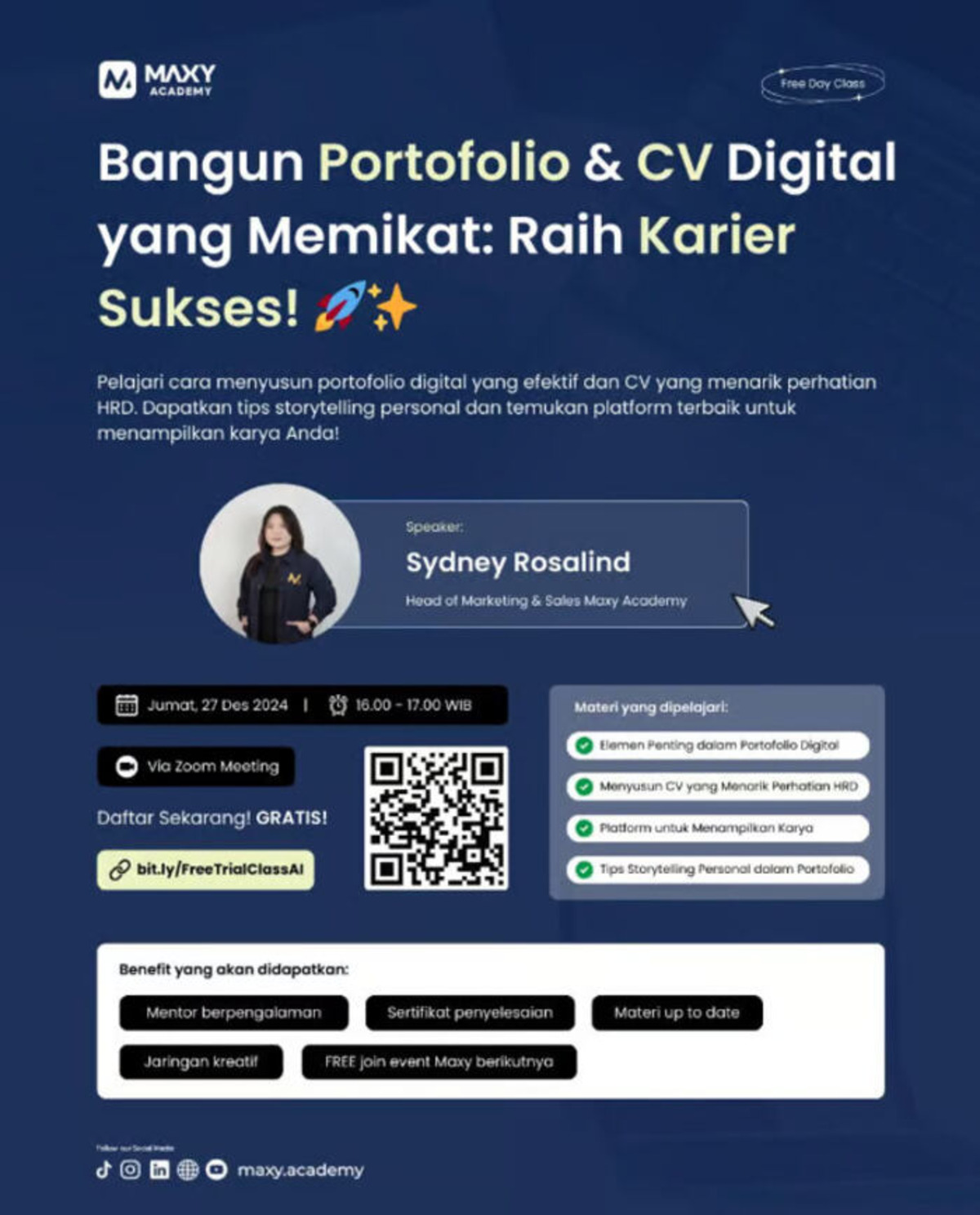 Maxy Academy Adakan Pelatihan Gratis “Crafting Portfolios and CVs” untuk Karier Digital