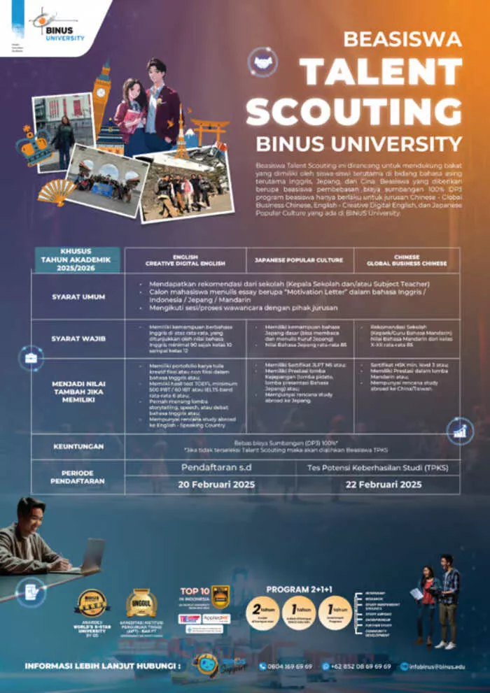 BINUS University Buka Beasiswa Bahasa melalui Talent Scouting