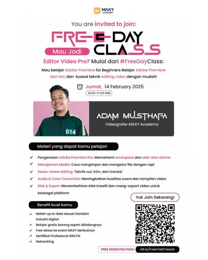 MAXY Academy Adakan Kelas Gratis Adobe Premiere untuk Pemula