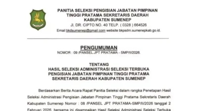 8 Pejabat Sumenep Berebut Kursi Sekda, Ini Daftar Lengkap yang Lolos Fase Pertama  