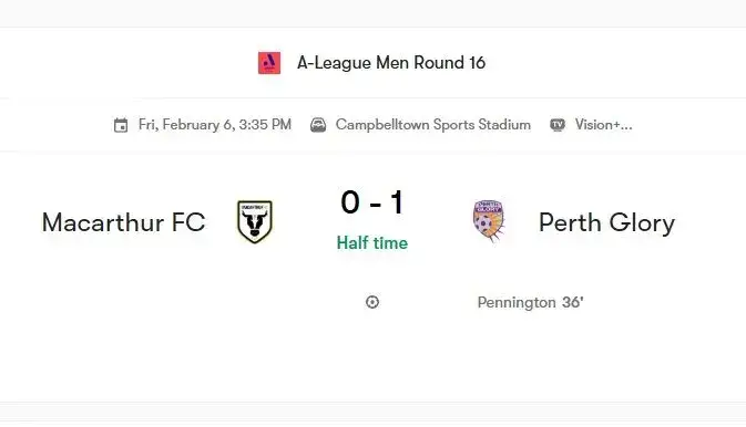 Dominasi Macarthur FC Gagal Berbuah Gol, Perth Glory Unggul Tipis Berkat Satu Sentuhan Mematikan