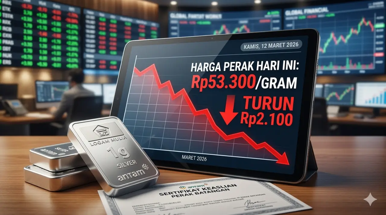 Anjlok Rp2.100, Harga Perak Antam Berada di Level Rp53.300 Per Gram Hari Ini