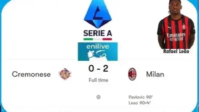 Drama 5 Menit Akhir! Gol Pavlovic & Leao Bawa AC Milan Tundukkan Cremonese 2-0