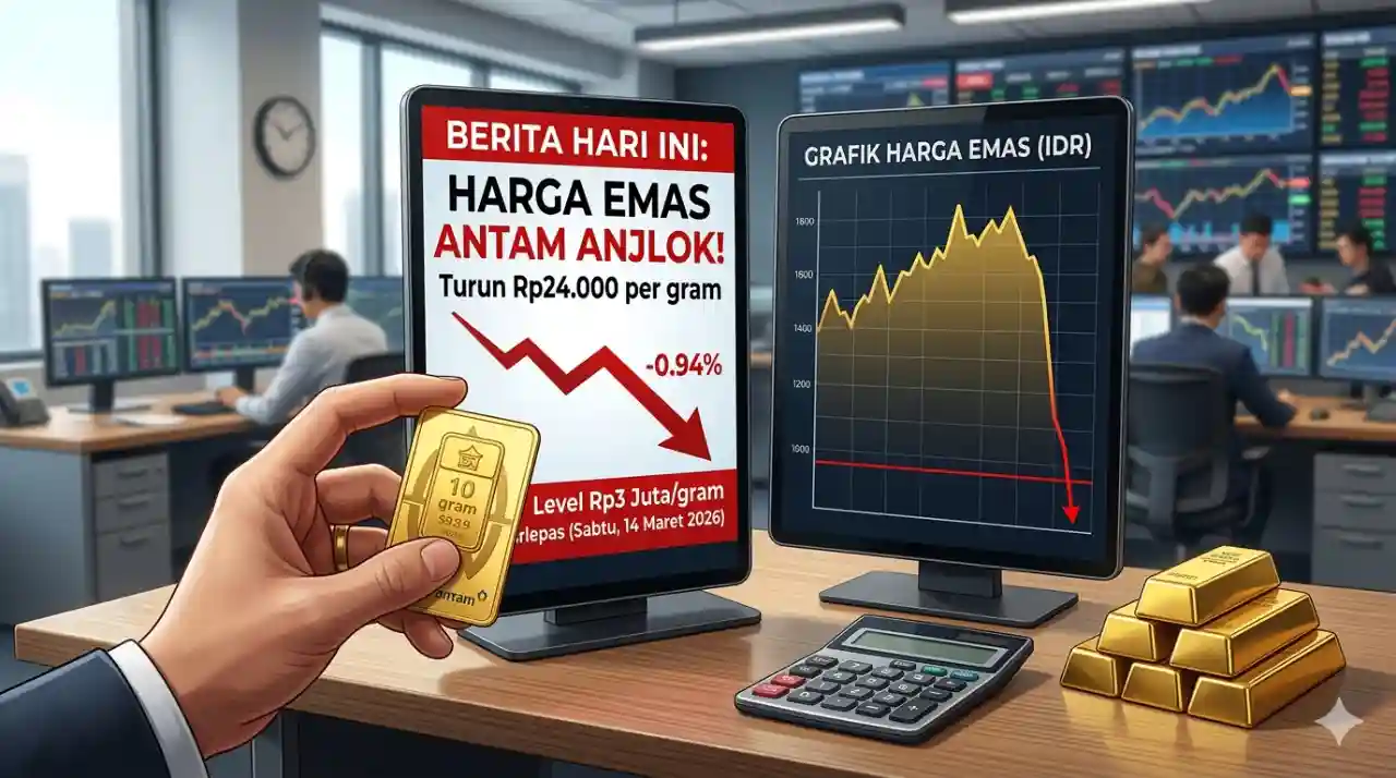 Harga Emas Antam Anjlok Rp24.000 Hari Ini, Simak Rincian Terbarunya!