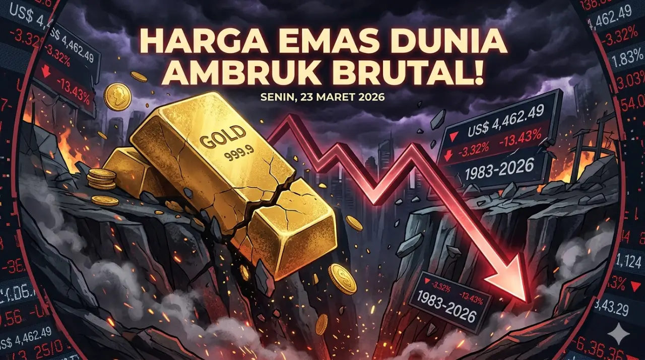 Harga Emas Dunia Ambruk Brutal! Catat Rekor Terburuk dalam 43 Tahun Terakhir
