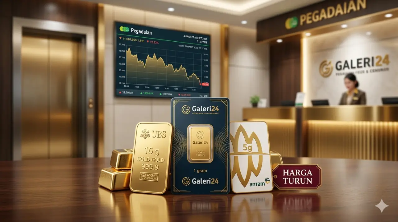 Harga Emas Pegadaian Hari Ini 27 Maret 2026: UBS dan Galeri24 Kompak Turun
