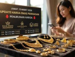 Harga Emas Perhiasan Anjlok Berjemaah Hari Ini! Cek Rincian Penurunan di Hartadinata hingga Raja Emas