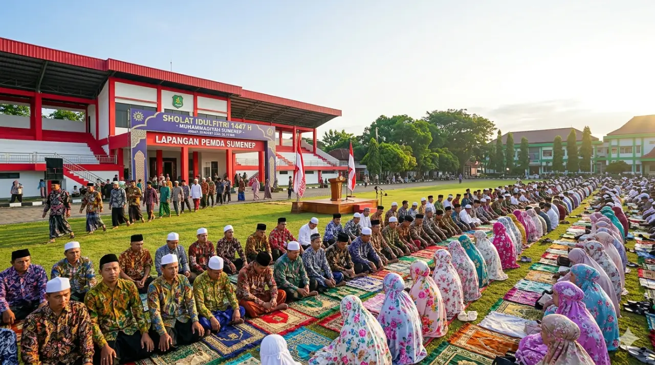 Muhammadiyah Sumenep resmi menetapkan 6 lokasi strategis untuk pelaksanaan Sholat Idulfitri 1447 H pada Jumat (20/3). Cek daftar lengkapnya di sini!
