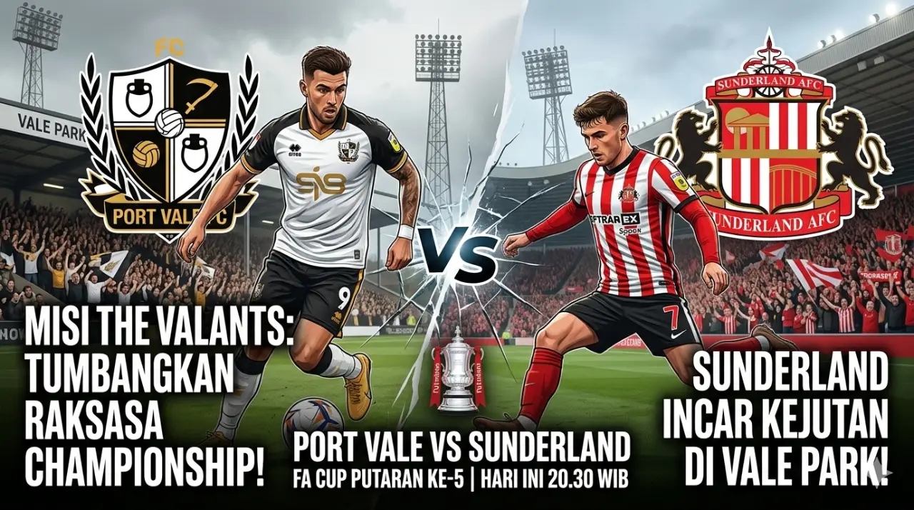 Prediksi Port Vale vs Sunderland di Piala FA: Misi The Valiants Tumbangkan Raksasa Championship