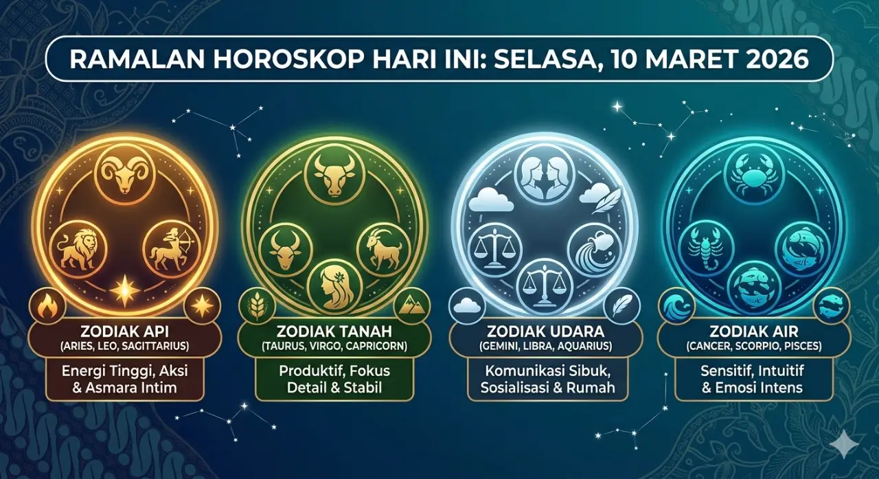 Ramalan Horoskop 10 Maret 2026: Zodiak Air Banjir Intuisi, Zodiak Tanah Paling Produktif