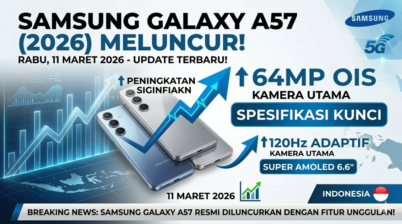 Samsung Galaxy A57 Resmi Meluncur: Bawa Kamera 64MP OIS dan Layar 120Hz, Ini Spesifikasi Lengkapnya!