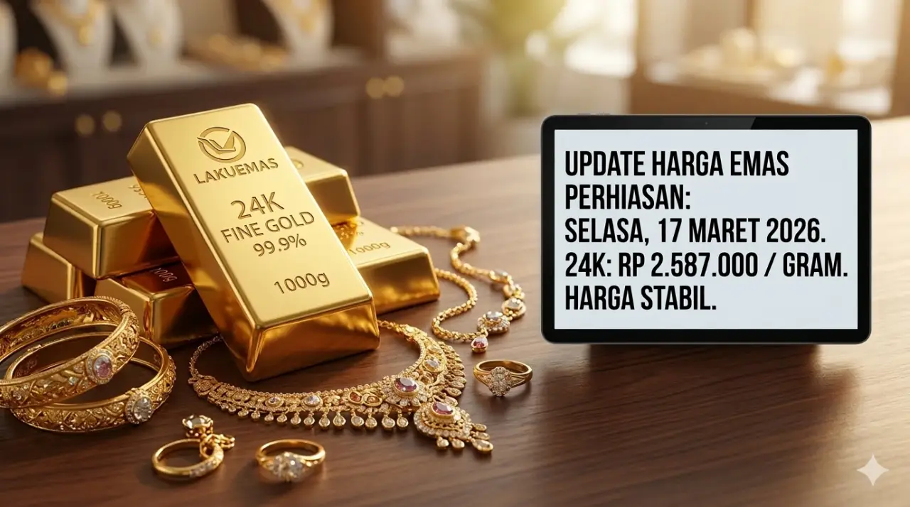 Update Harga Emas Perhiasan 17 Maret 2026: Kadar 24 Karat Masih Kokoh, Cek Daftar Lengkapnya di Sini