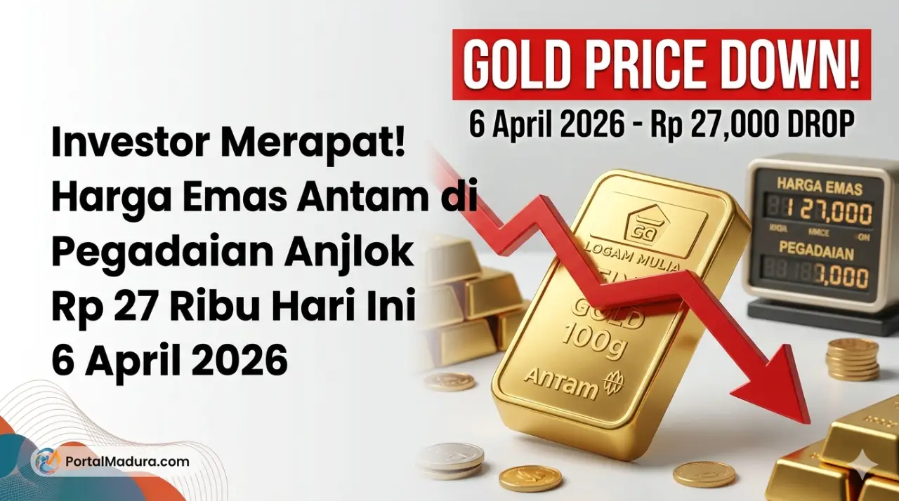 Investor Merapat! Harga Emas Antam di Pegadaian Anjlok Rp 27 Ribu Hari Ini 6 April 2026