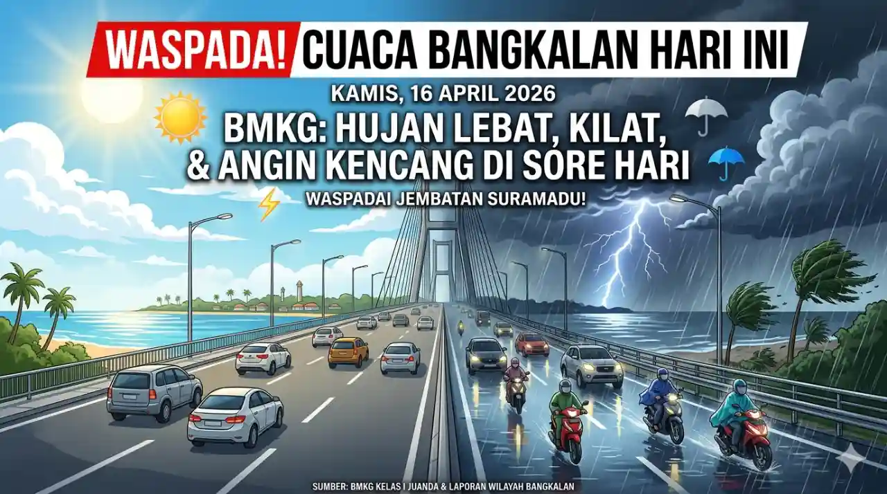Sedia Payung! Prakiraan Cuaca Bangkalan Hari Ini 16 April 2026: Waspada Hujan Petir Di Sore Hari - Portalmadura.com Sedia Payung! Prakiraan Cuaca Bangkalan Hari Ini 16 April 2026: Waspada Hujan Petir di Sore Hari