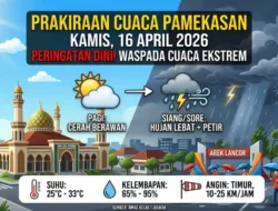 Waspada Cuaca Ekstrem! Prakiraan Cuaca Pamekasan Hari Ini 16 April 2026: Potensi Hujan Lebat di Siang Hari