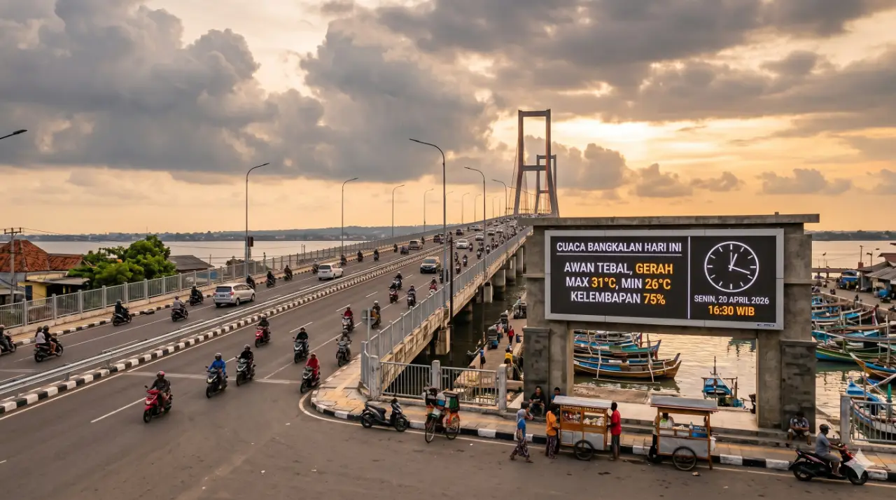 Waspada Suhu Terik! Prakiraan Cuaca Bangkalan Hari Ini 20 April 2026: Dominasi Awan Tebal di Kota Dzikir dan Shalawat