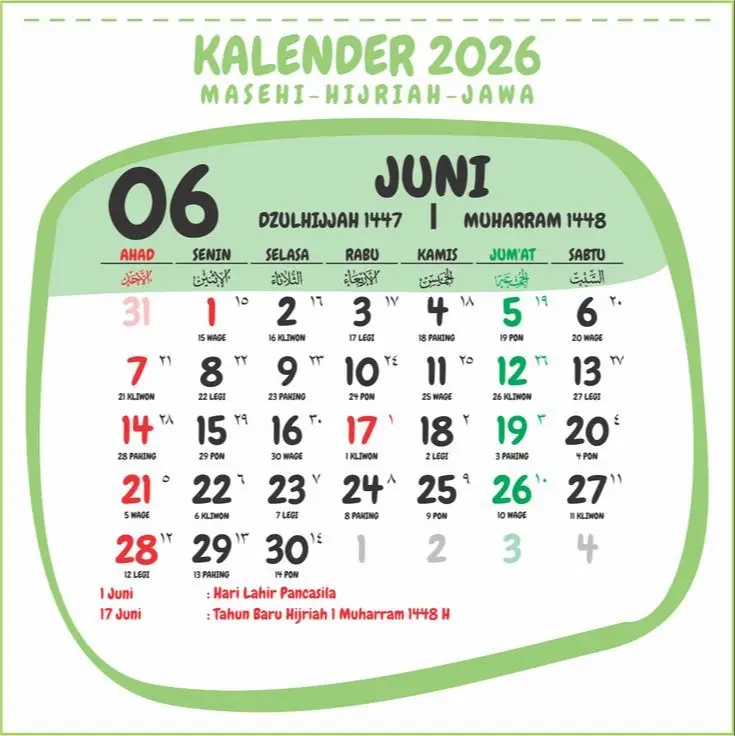 Juni 2026 Suguhkan Dua Tanggal Merah Nasional: Siapkan Agenda Liburan Panjang Anda!