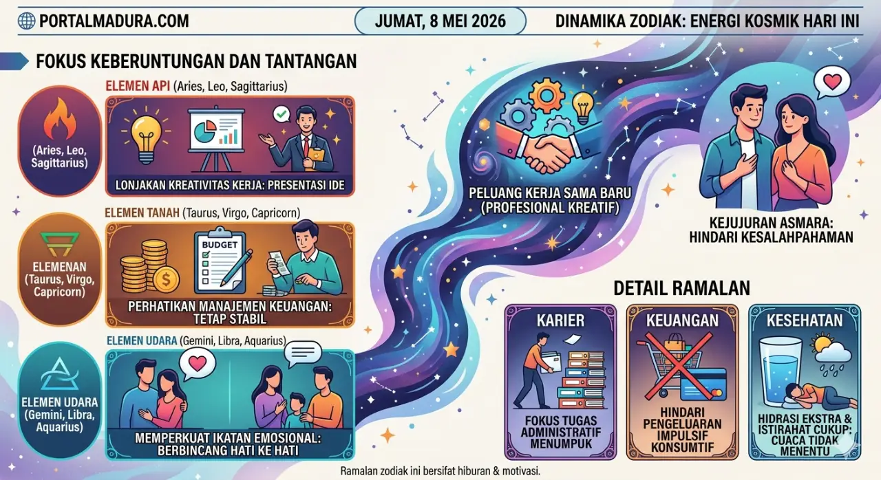Kejutan Tak Terduga! Ramalan Zodiak Hari Ini 8 Mei 2026: Ada yang Untung Besar, Kamu Termasuk?
