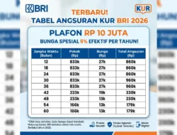 Terbaru! Tabel Angsuran KUR BRI 2026 Plafon Rp 10 Juta, Bunga Spesial 6% Efektif per Tahun!