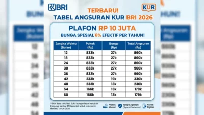 Terbaru! Tabel Angsuran KUR BRI 2026 Plafon Rp 10 Juta, Bunga Spesial 6% Efektif per Tahun!