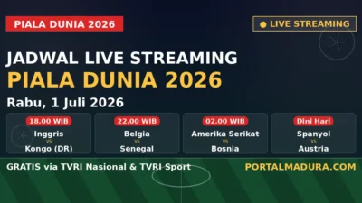 Jadwal & Live Streaming Piala Dunia 2026 Besok 1 Juli, Cek TVRI