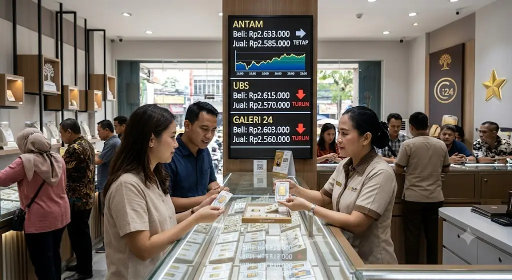Harga Emas Hari Ini 17 Juli 2026: Antam Stagnan, Produk Galeri 24 dan UBS di Pegadaian Justru Turun