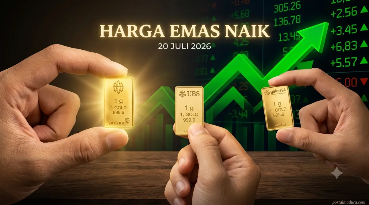 Rincian Harga Emas Pegadaian Hari Ini 20 Juli 2026: Antam, UBS, dan Galeri 24 Kompak Naik