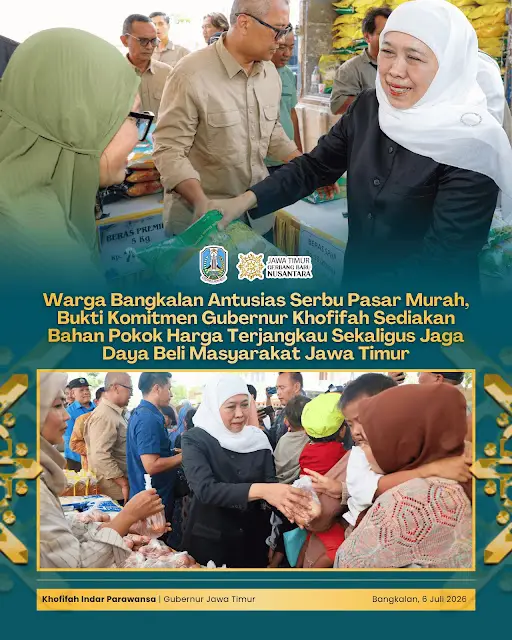 Ibu-Ibu Serbu Pasar Murah di Bangkalan, Gubernur Khofifah Turun Tangan Bagikan Sembako!