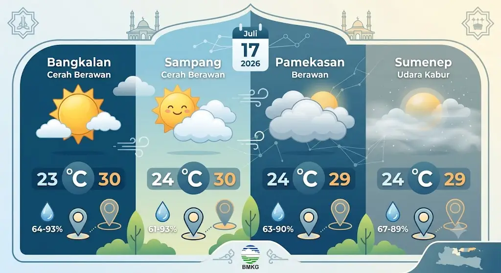 Prakiraan Cuaca Lengkap Pulau Madura Hari Ini 17 Juli 2026