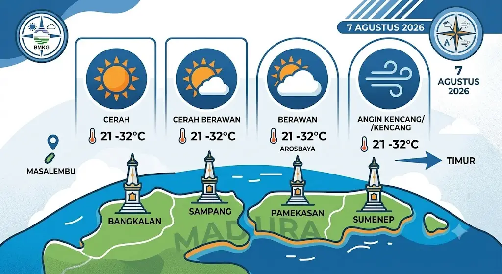 BMKG Juanda Rilis Prakiraan Cuaca Madura Hari Ini, Angin Kencang Hantam Wilayah Ini!
