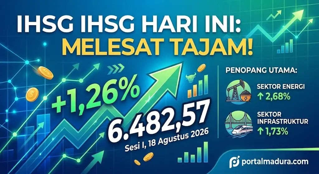 IHSG Hari Ini 18 Agustus 2026 Melesat 80 Poin ke Level 6.482 di Sesi I, Sektor Energi Jadi Penopang