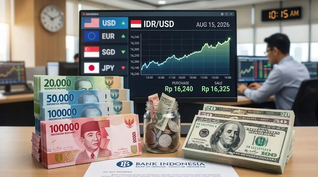 Kurs Rupiah Hari Ini 15 Agustus 2026: Menguat Tipis Lawan Dolar AS, Cek Kurs Transaksi BI