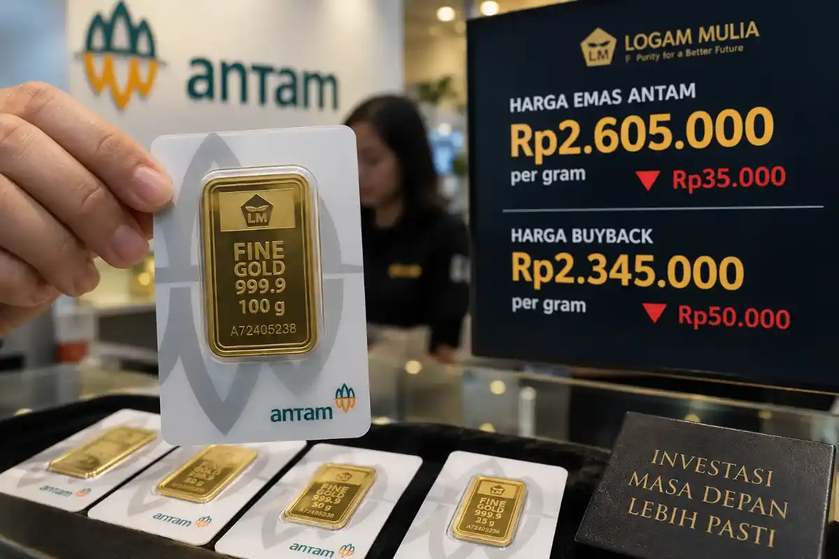 Harga Emas Antam Anjlok Rp35.000 Hari Ini, Nilai Buyback Ikut Merosot!