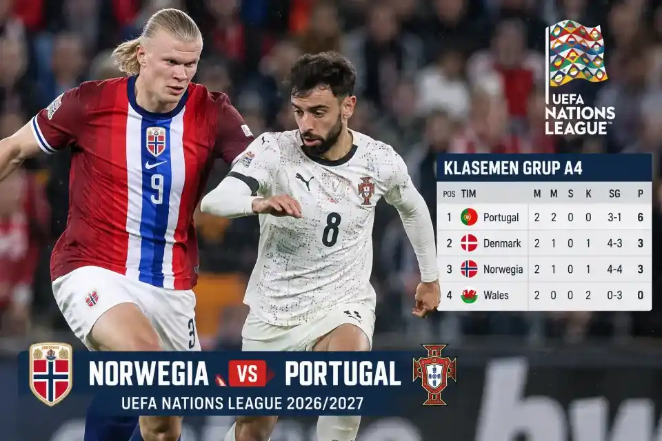 Portugal Kokoh di Puncak Klasemen UEFA Nations League Usai Taklukkan Norwegia 2-1