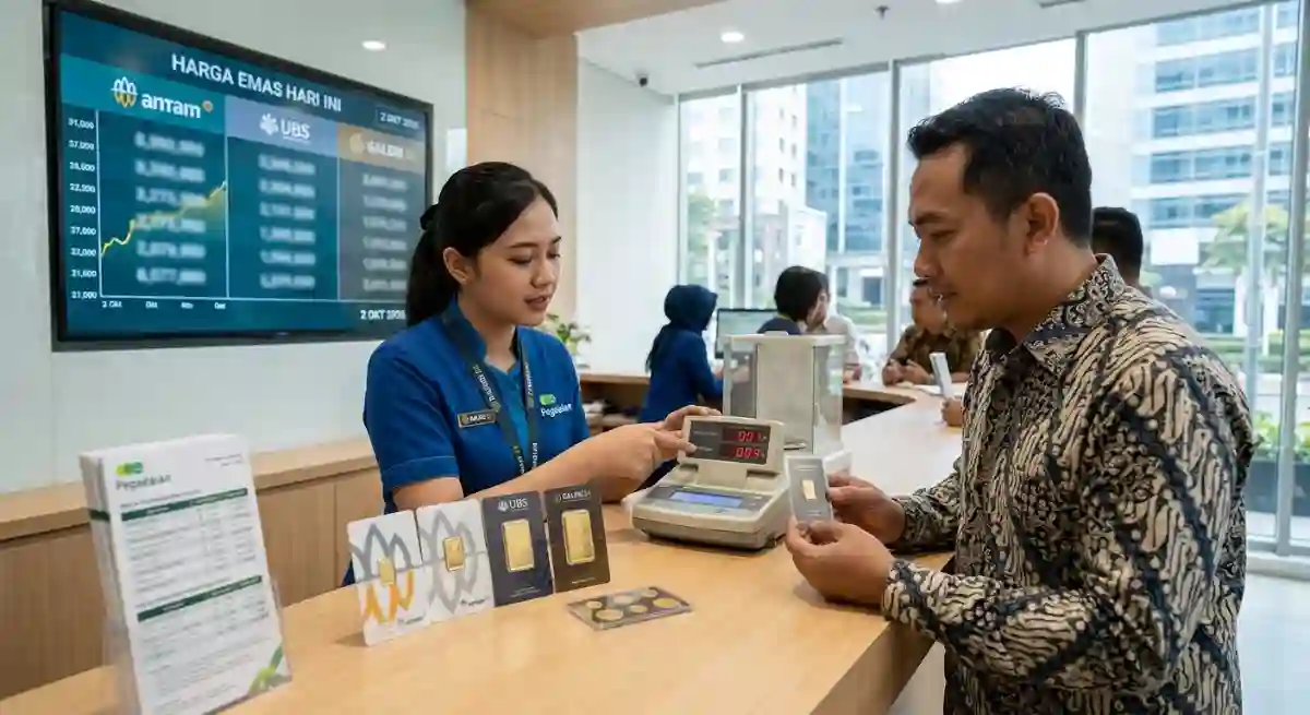 Rincian Terbaru Harga Emas Pegadaian Hari Ini 2 Oktober 2026: Antam, UBS, dan Galeri 24 Melemah