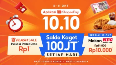 Promo 10.10 ShopeePay Hadirkan Makan KFC Rp10 Ribu dan Saldo Kaget Rp100 Juta
